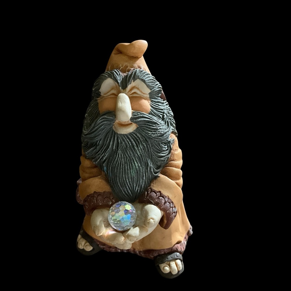 World of Krystonia Turfen Figurine Holding Faceted Sparkly Orb Vintage
